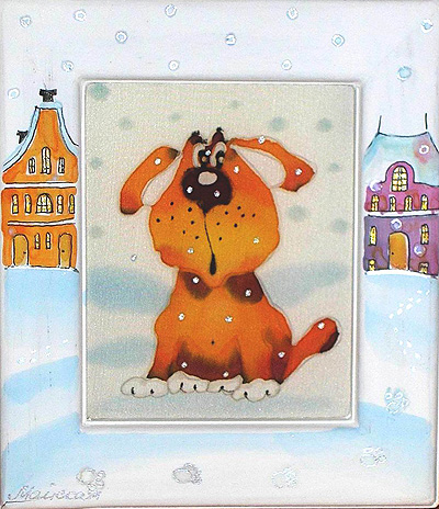 Котята - Авторский батик (12 х 14 см) Батик, Шелк Размер: 12 х 14 см 2009 г инфо 6270j.