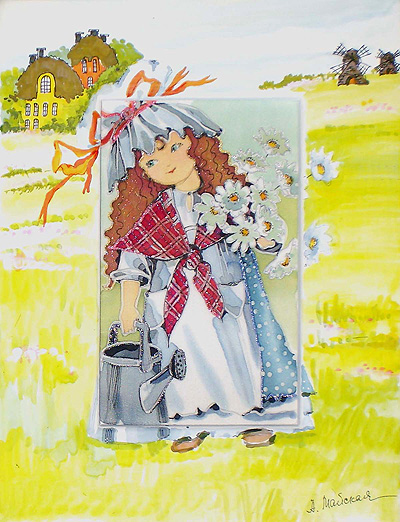 Летний день - Авторский батик (19 х 25 см) Батик, Шелк Размер: 19 х 25 см 2009 г инфо 912d.